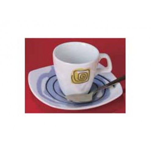 Taza Cafe Porcel Decor Jgo 6U Lapiz Negro