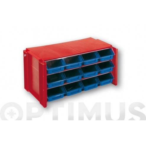 Clasificador Apilable Plástico Rojo 12 Gavetas Tayg 170x360x190mm