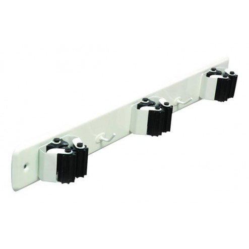 Colgador Escobas con Tornillos Triple + 2 Ganchos Brinox Blanco