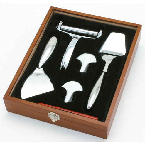 Set de 5 cuchillos para queso y caja de madera