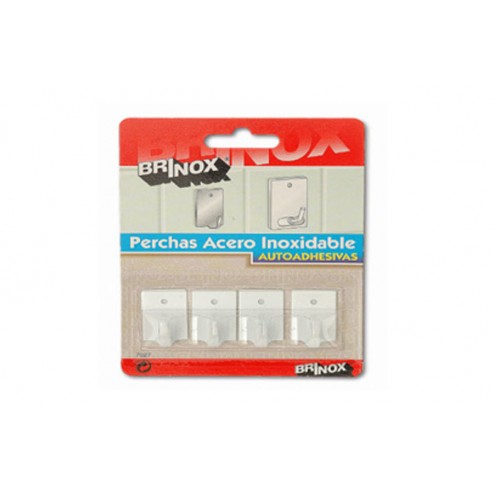 Mini Colgador Adhesivo Lacado Blanco 4 Uds Brinox 17x26mm