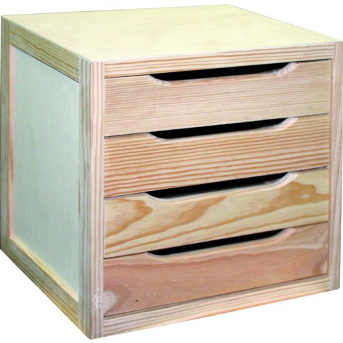 Cajonera Natura Pino Macizo 4 Cajones
