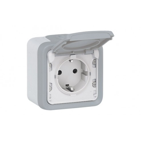 Base Schuko Superficie Gris Ip55 Legrand Plexo