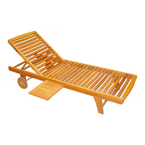Tumbona Madera Acacia con Ruedas Qfplus
