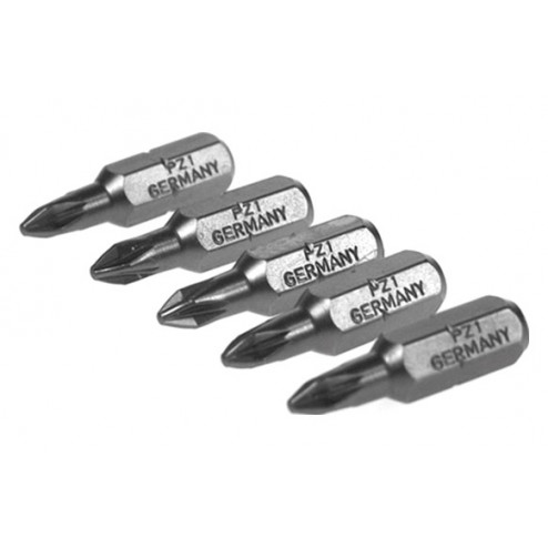 Punta Pozidriv Pro ( Pz 1 - 25mm. - Â¼" ) Ironside 5 Piezas