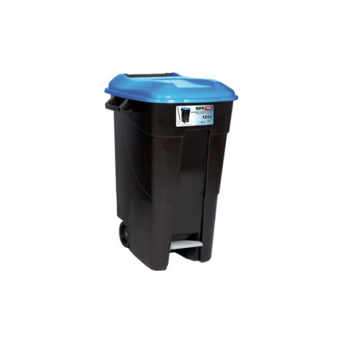 Contenedor Negro con Pedal Tayg 120 L-Tapa Azul