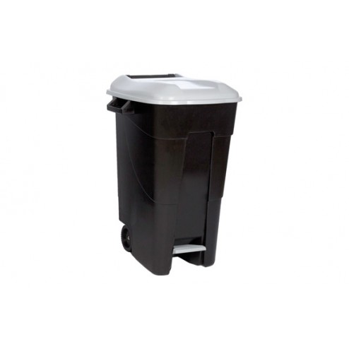 Contenedor Negro con Pedal Tayg 120 L-Tapa Gris