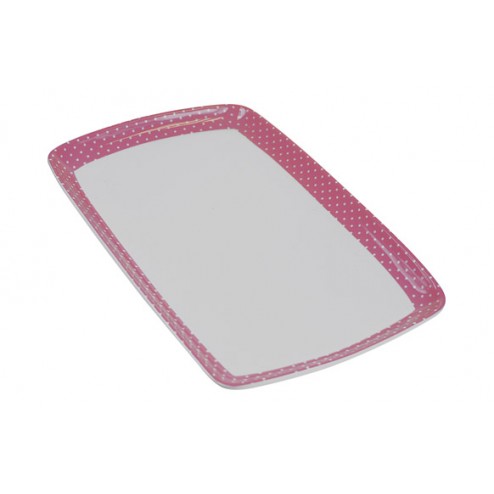 Bandeja Porcelana Decorada 31X20 Ambit Mini Topos Rosa