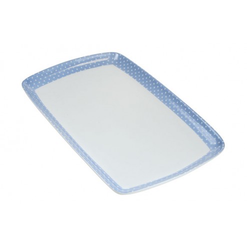 Bandeja de porcelana decorada 31x20 mini topos