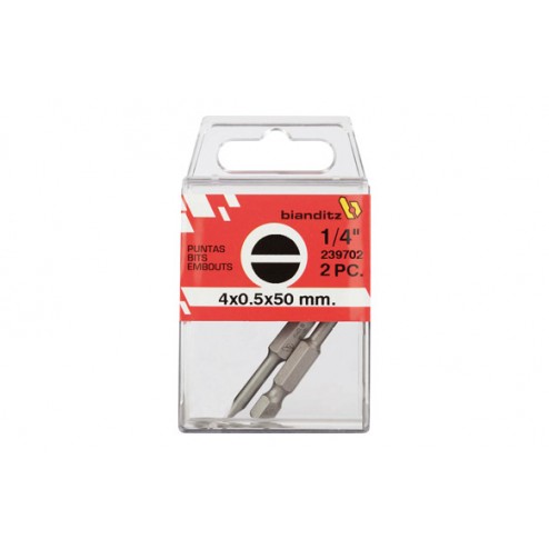 Punta Atornillar Boca Recta 1/4 (2 Uds) Bianditz 8x1,6x50mm
