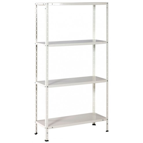 Estanteria Metálica Blanca 4 Estantes Ironside 145x73x30 cm.