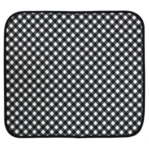 Tapete Escurridor Microfibra Cuadros Negro 41x46 cm