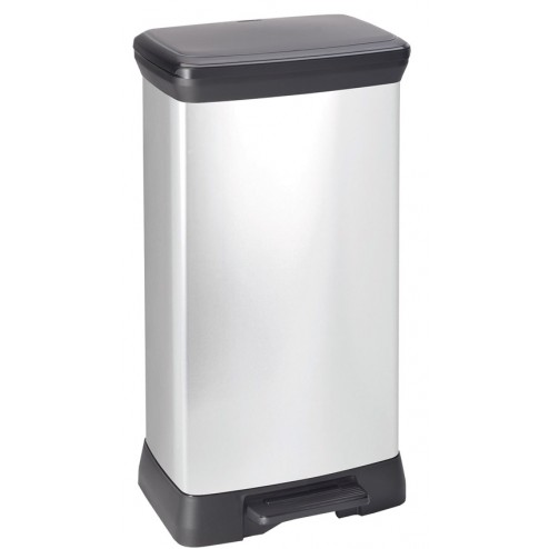 Cubo Pedal Decorado Metal Plata 50 L