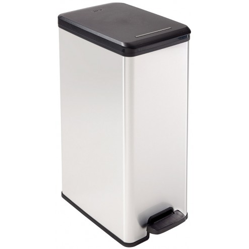 Cubo Pedal Slim Bin Metal Plata 40 L