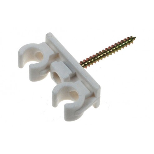 Grapa Clip Doble Blanca con Tornillo 5 Uds Saet-94 Ø 22mm