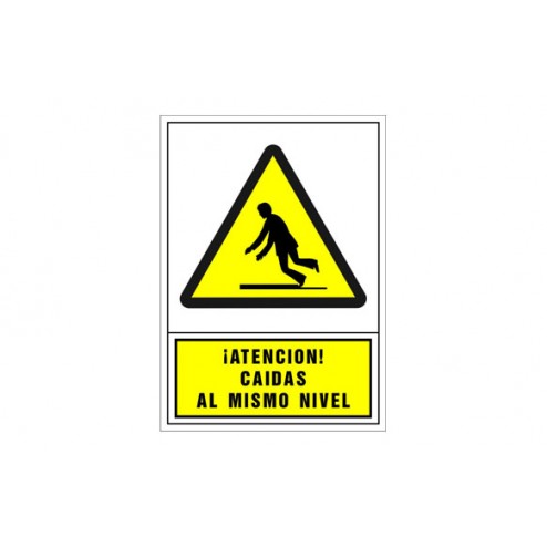 Señal Advertencia Castellano 345X245mm-Atencion Caidas Al Mismo Nivel