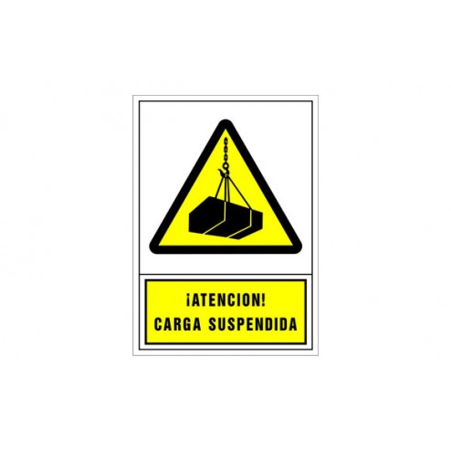 Señal Advertencia Castellano 490X345mm-Atencion Carga Suspendida