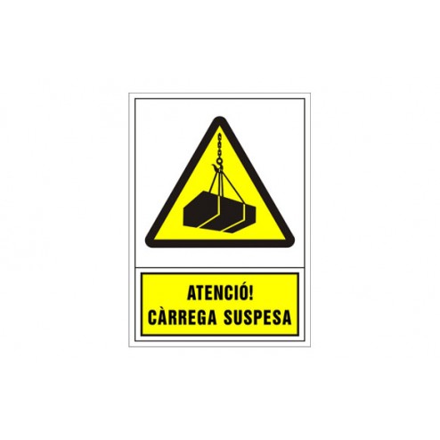 Señal Advertencia Catalan 345X245mm-Atencio Carrega Suspesa