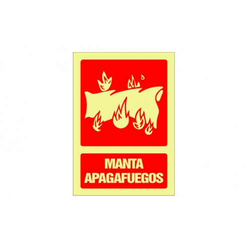 Señal Fotoluminiscente Contra Incendio Castellano 297X210mm-Manta Apagafuegos