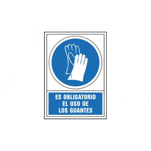 Señal Obligacion Castellano 490X345mm-Obligatorio Uso de Guantes