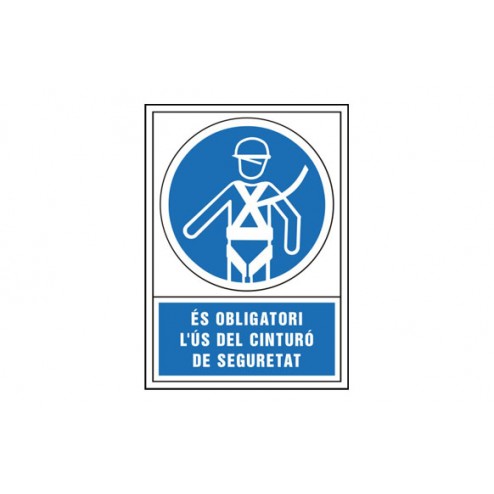 Señal Obligacion Catalan 345X245mm-Obligatori L'Us D'Arnes Seguretat
