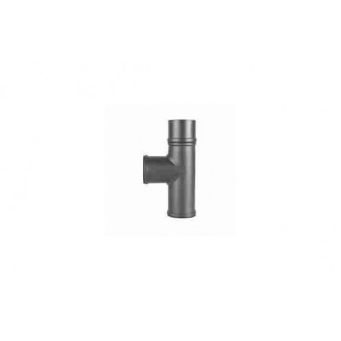 Te + Tapa - Tubo Pared Simple Pintado Pellet Grafi Diam.80 Te 90º