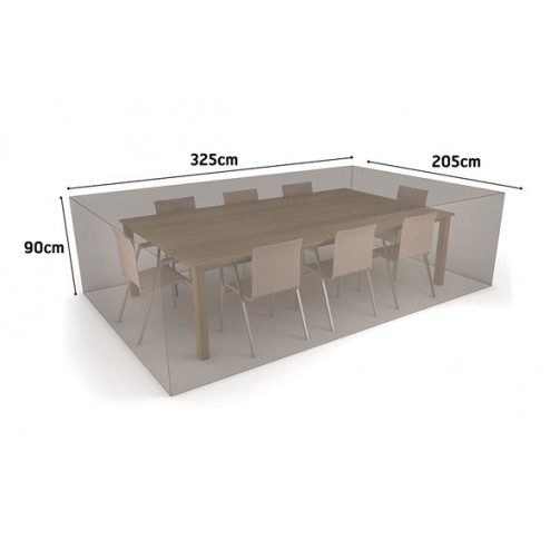 Funda Mesa Rectangular + 8 Sillas Vison Nortene 325x205xH 90