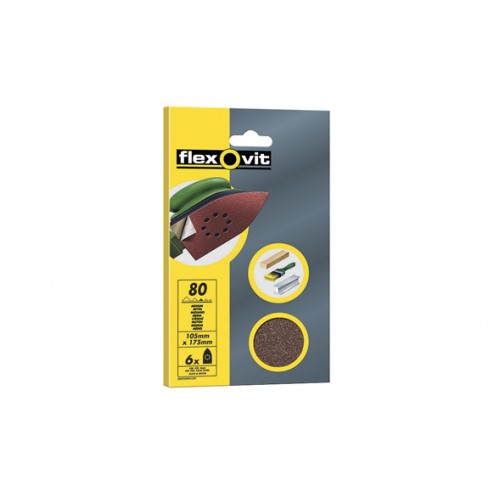 Papel Oxido Aluminio Velgrip Triangular 6 Uds Flexovit 105x175mm- Grano 120 / 8 Agujeros