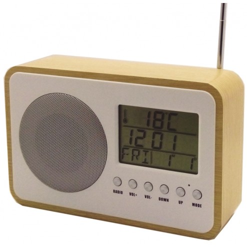 Radio Despertador Digital I-Total Madera Clara