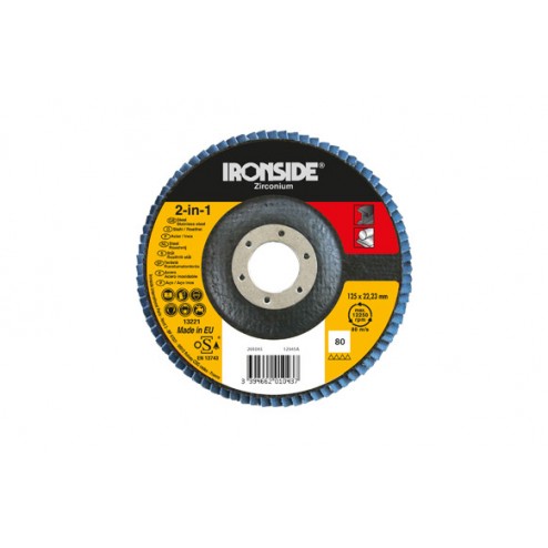 Disco Láminas Zirconio Ø 125 Grano 80 Ironside 72 Láminas, LONG LIFE