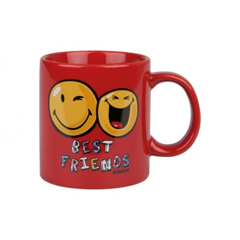 Mug Ceramica Smiley 330 ml Best Friends-Rojo