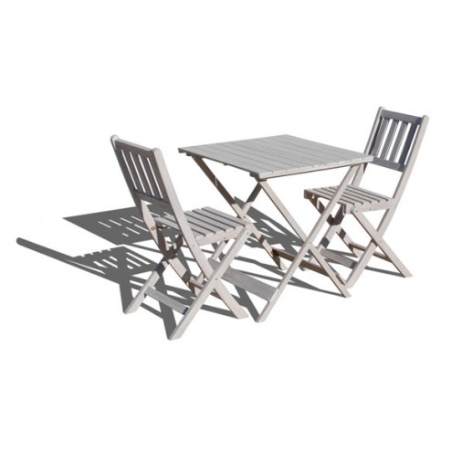 Mesa Madera +2 Sillas Plegables Decape 70x70 cm