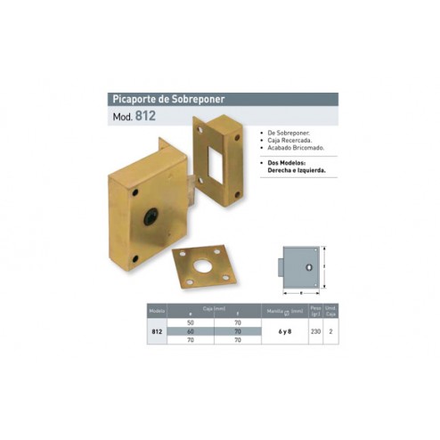 Picaporte Sobreponer Urko 812/60x70 BICROMATADO