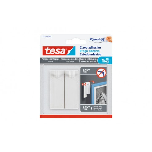 Clavo Adhesivo Sms Removible Pared Pintada Tesa Tape 1,0 Kg Blister 2 Clavos 3 Tiras