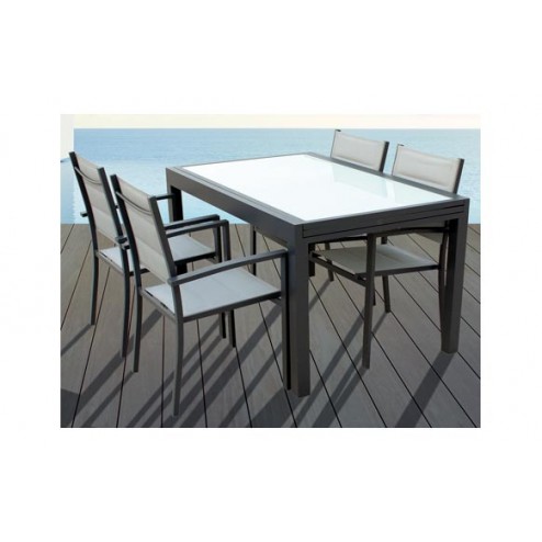 Sillon Aluminio Textilene Acolchado Gris Qfplus Practic