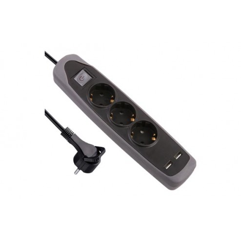Base Multiple Silicona 3T + 2 Usb Cable 2M Negro