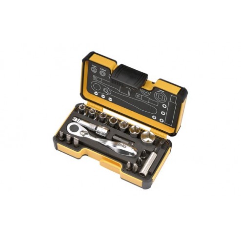 Llave Vaso + Puntas 1/4 Juego 18 Piezas Felo