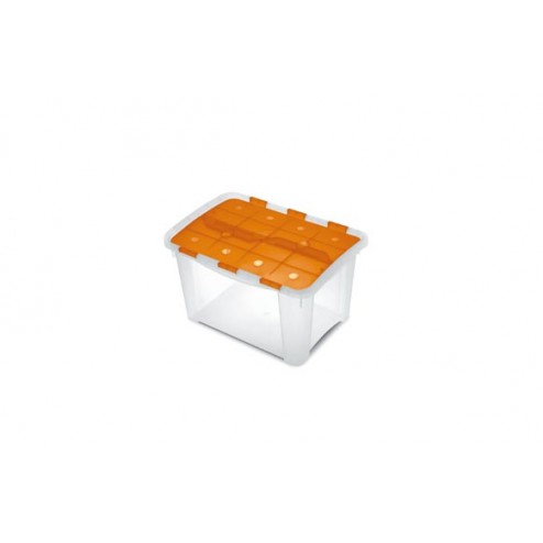 Caja Multiusos Home Box Terry Naranja / Transparente 25 Litros