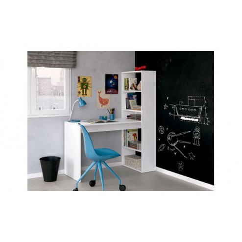 Mesa Ordenador con Estanteria Duplo Blanco Forex 144x120x53 cm 