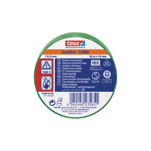 Cinta Aislante Tesaflex Verde Tesa Tape 20 Mx19mm 