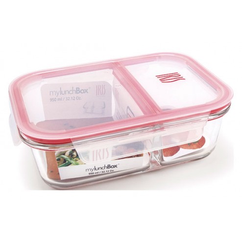 Contenedor Vidrio Rectangular Dividido Iris 950 ml
