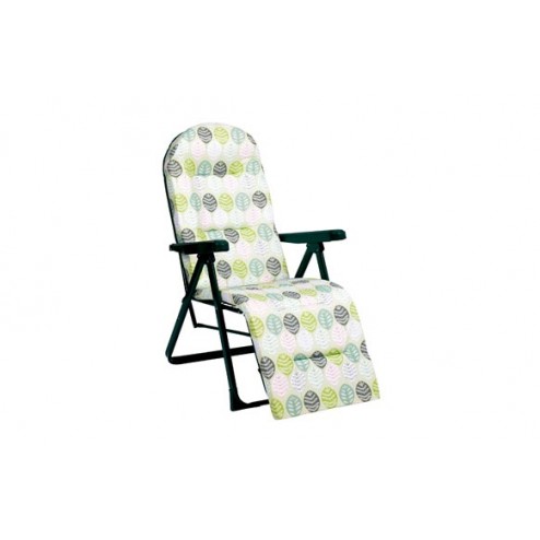 Sillon Tumbona Relax 5 Posiciones Acero Alco Estampado Hojas