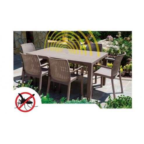 Mesa Resina Ratan Antiinsectos Garden Life 150x90 cm Taupe