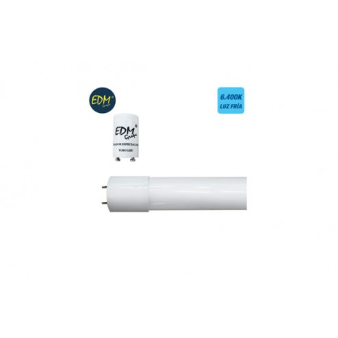 Fluorescente Aluminio Cristal Led Edm T-8 120 cm 18W Luz Blanca 
