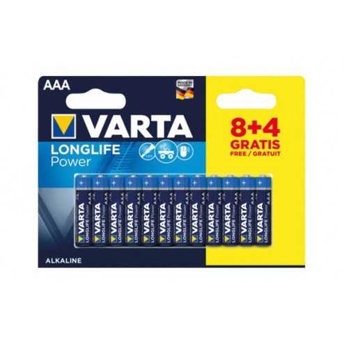 Pila Alcalina Long Life Varta LR03 AAA BL.8+4