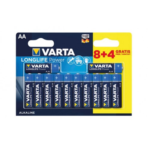 Pila Alcalina Long Life Varta LR06 AA BL.8+4