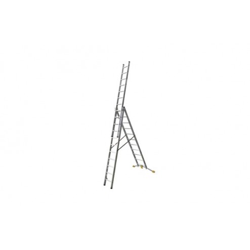 Escalera Aluminio Triple Combinada Hobbylot Hailo 3x9 Peldaños