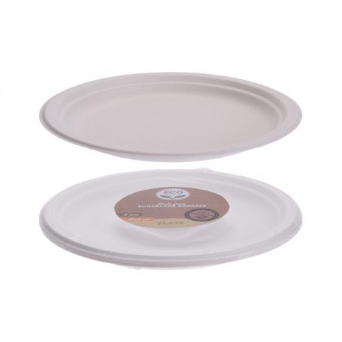 Plato Llano Desechable Biodegradable Pack 8 Uds Ø 22,5cm