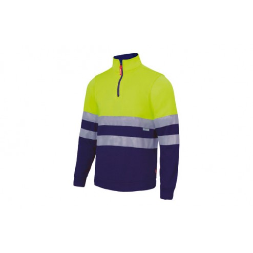 Sudadera Bicolor Alta Visibilidad con Cremallera T Xxl Amarillo Fluor / Azul Navy 