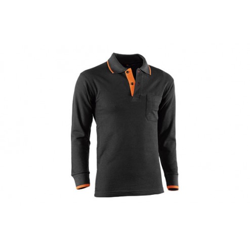 Polo Manga Larga con Bolsillo Top Range Juba T S Negro / Naranja